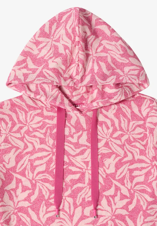Florales Kapuzenshirt mit 3/4-Ärmeln