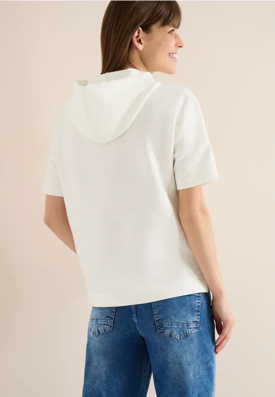 Strukturiertes Kurzarm-Hoodie-Shirt
