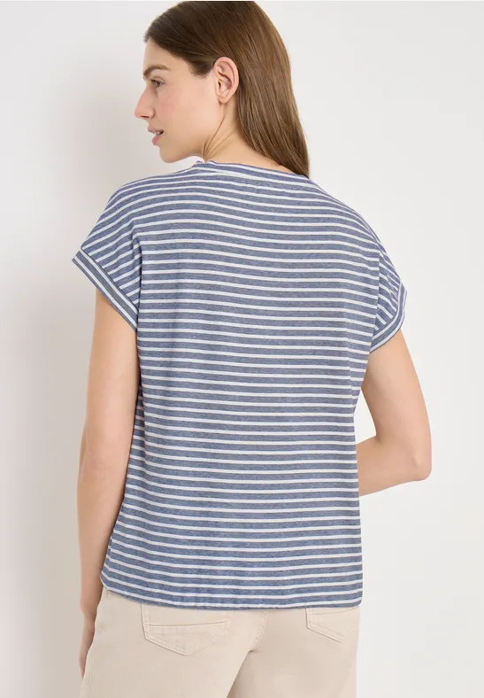 Gestreiftes Baumwoll-T-Shirt mit Gummizug