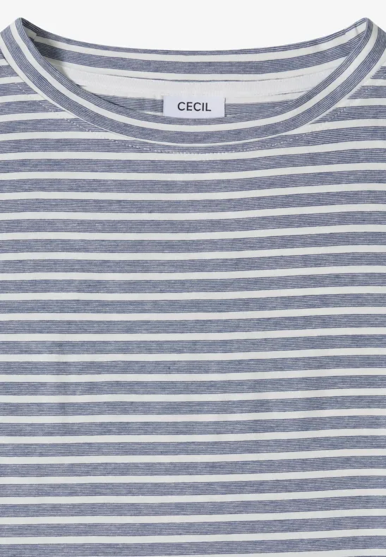 Gestreiftes Baumwoll-T-Shirt mit Gummizug