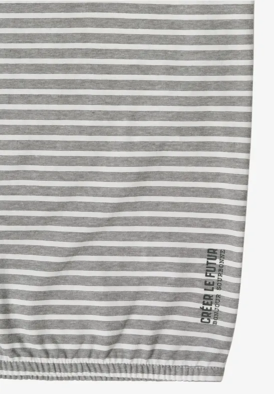 Gestreiftes Baumwollshirt mit elastischem Saum