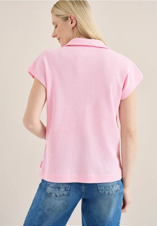 Poloshirt-Oberteil mit Waffelstruktur