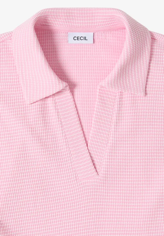 Poloshirt-Oberteil mit Waffelstruktur
