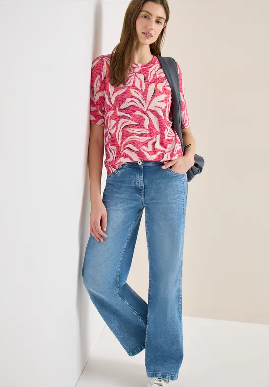 Feminines T-Shirt mit floralem Print