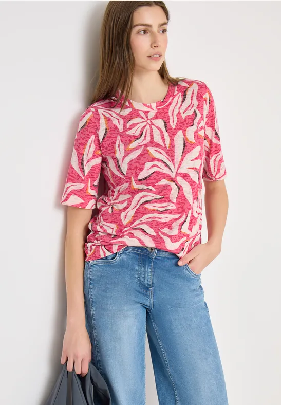 Feminines T-Shirt mit floralem Print
