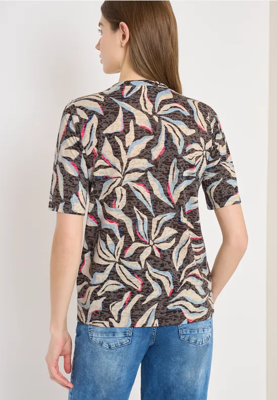 T-Shirt mit floralem Ausbrenner-Print