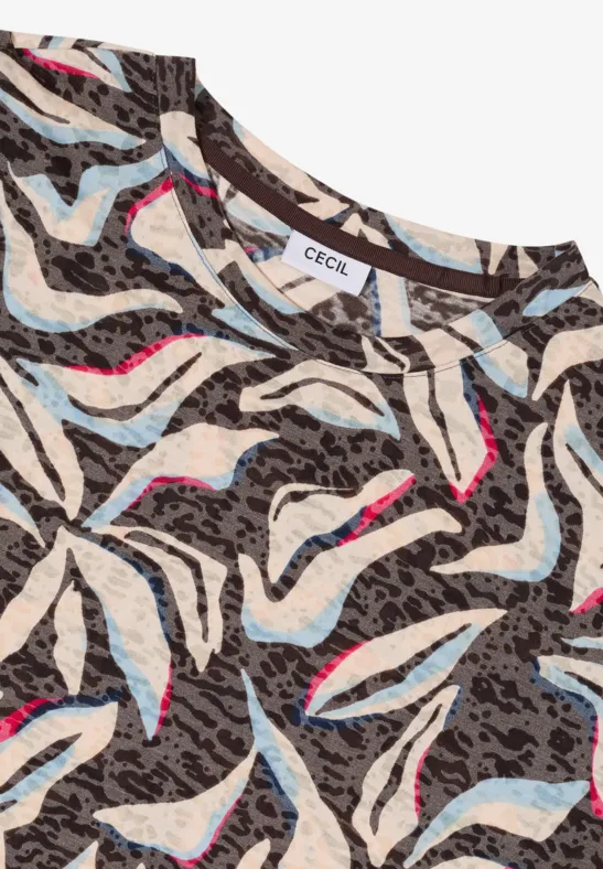 T-Shirt mit floralem Ausbrenner-Print