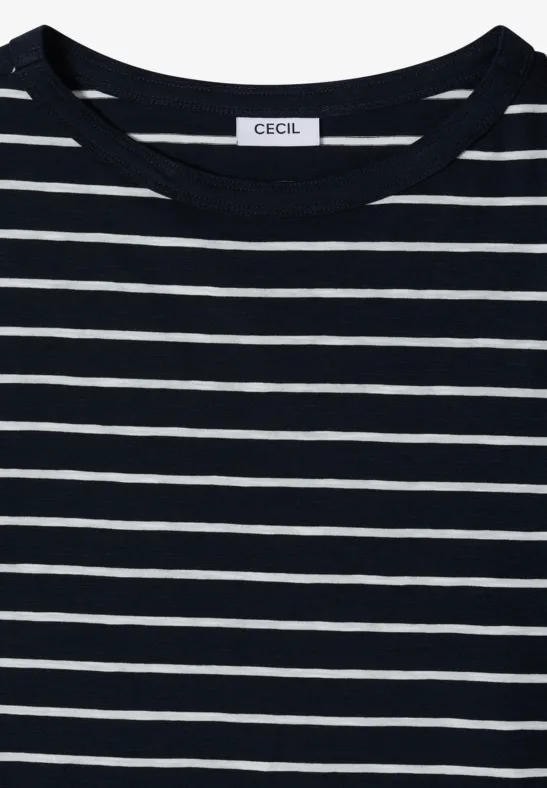 Klassisches gestreiftes U-Boot-Ausschnitt T-Shirt