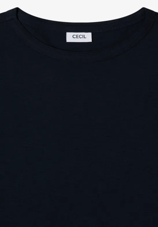 Klassisches Baumwoll-Shirt mit U-Boot-Ausschnitt