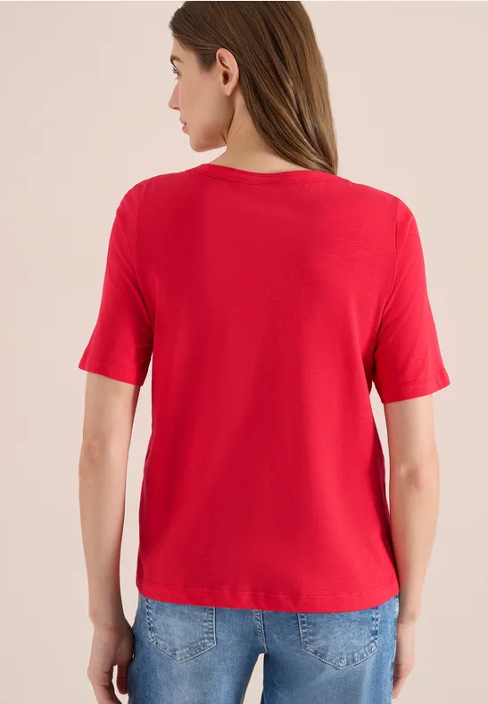 Essentielles Baumwollshirt mit U-Boot-Ausschnitt