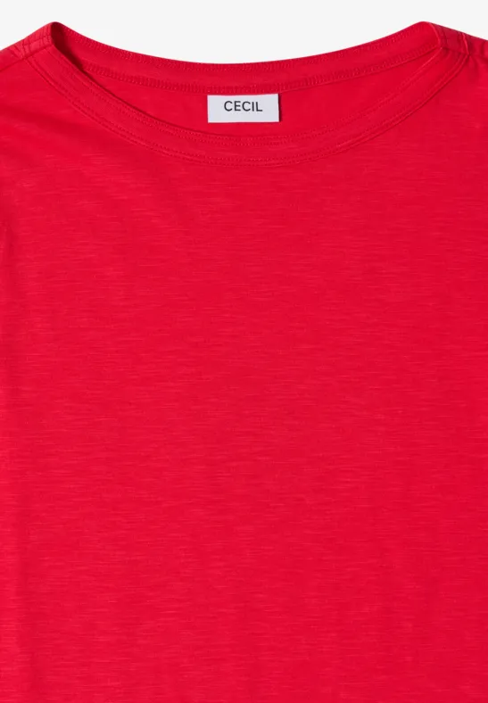 Essentielles Baumwollshirt mit U-Boot-Ausschnitt