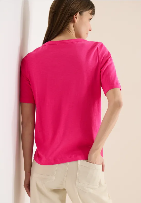 Kurzarm-T-Shirt mit U-Boot-Ausschnitt