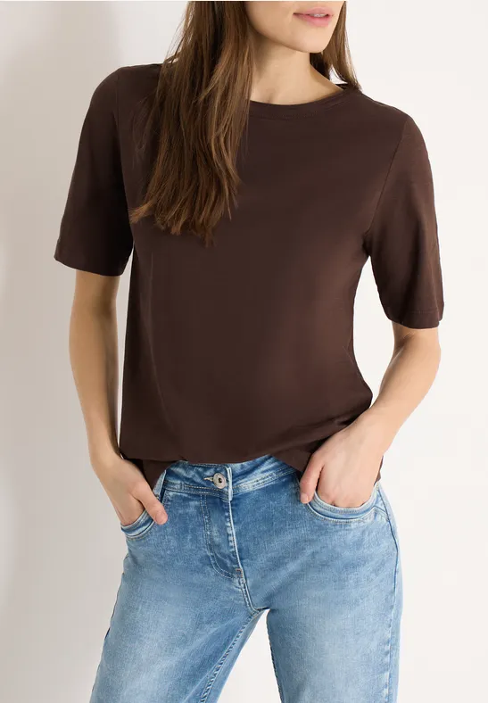 Kurzarm-T-Shirt mit U-Boot-Ausschnitt