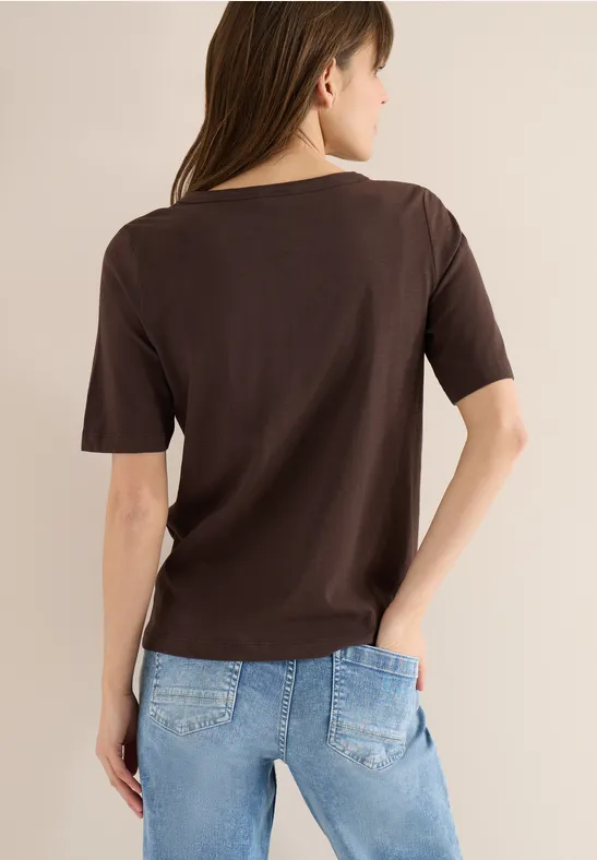 Kurzarm-T-Shirt mit U-Boot-Ausschnitt
