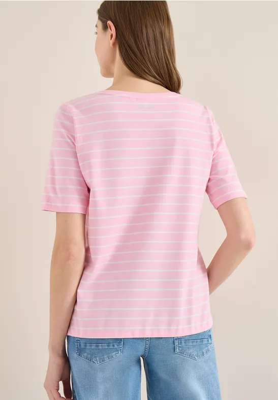 Gestreiftes Baumwollshirt mit Print