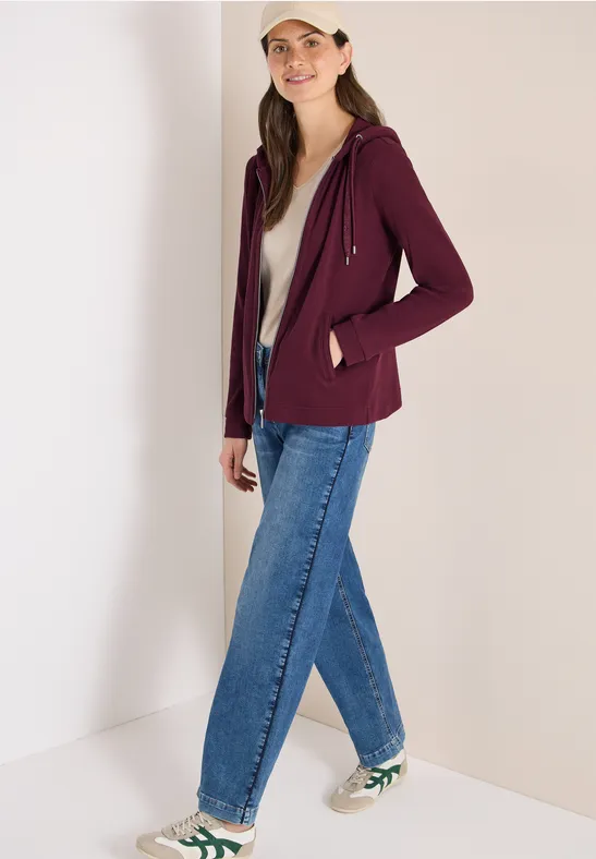 Strukturierte Hoodie-Jacke mit Taschen