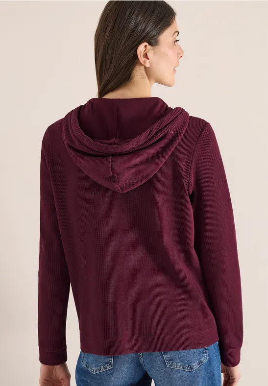 Strukturierte Hoodie-Jacke mit Taschen