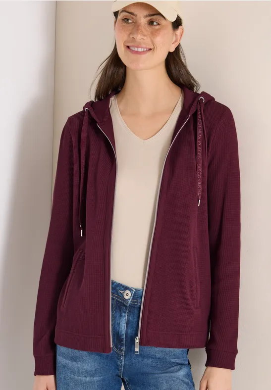 Strukturierte Hoodie-Jacke mit Taschen