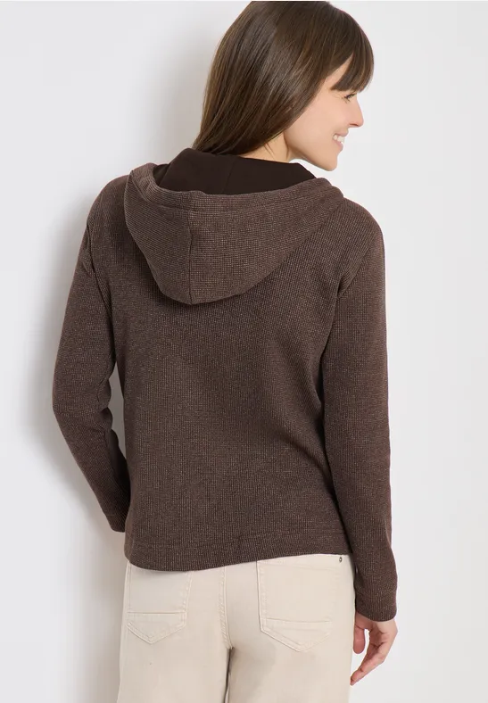 Strukturierte Hoodie-Jacke mit Reißverschluss