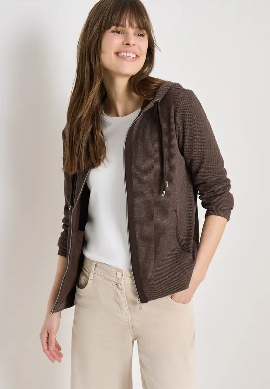 Strukturierte Hoodie-Jacke mit Reißverschluss