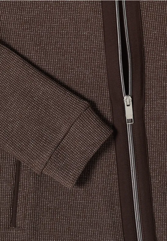 Strukturierte Hoodie-Jacke mit Reißverschluss