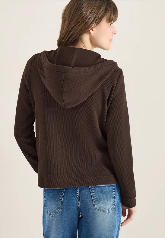 Strukturierte Hoodie-Jacke mit Reißverschluss