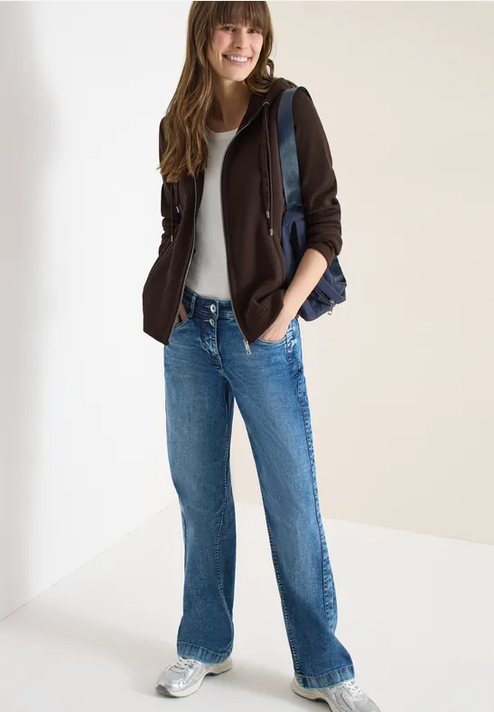 Strukturierte Hoodie-Jacke mit Reißverschluss