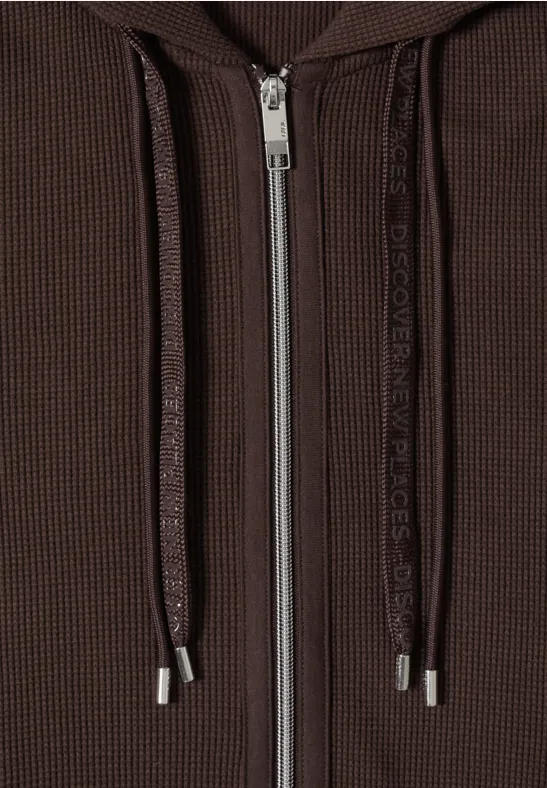 Strukturierte Hoodie-Jacke mit Reißverschluss