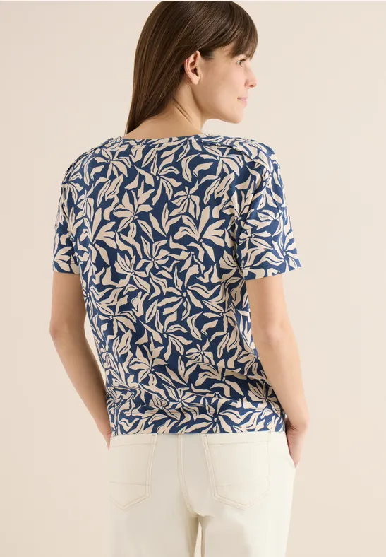 T-Shirt mit abstraktem Blätterprint