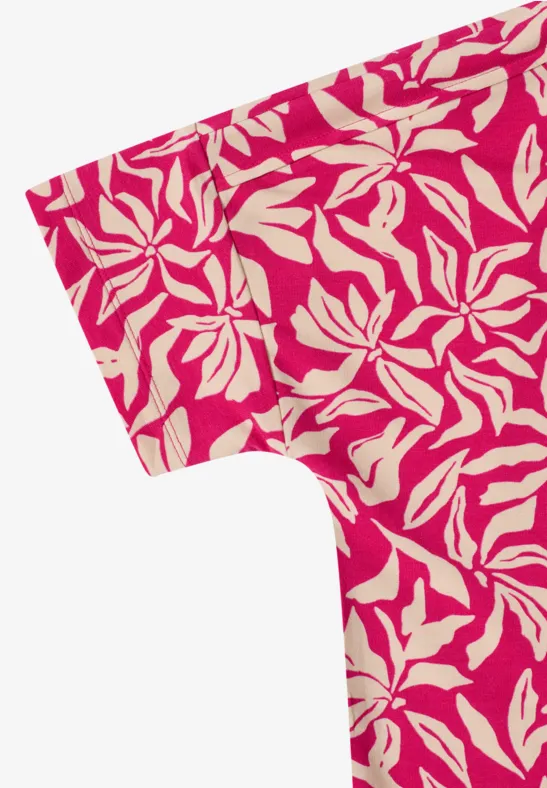 T-Shirt mit U-Boot-Ausschnitt und Blumenprint