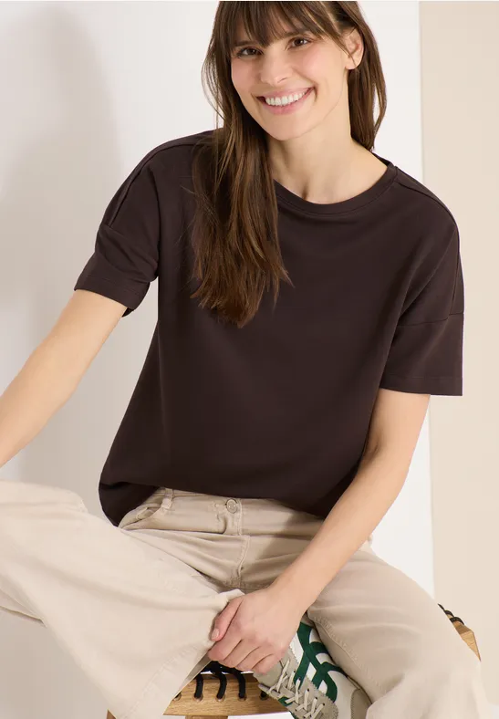 T-Shirt mit Schulterdetail und U-Boot-Ausschnitt