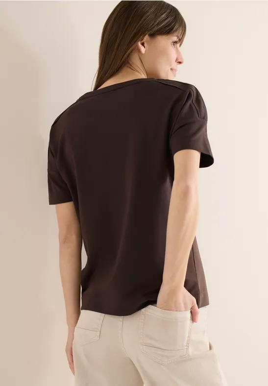 T-Shirt mit Schulterdetail und U-Boot-Ausschnitt