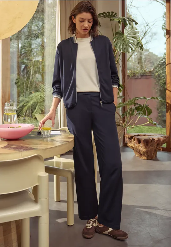 Jersey-Blouson mit Kontrastdetails