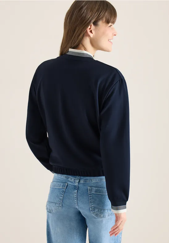Jersey-Blouson mit Kontrastdetails