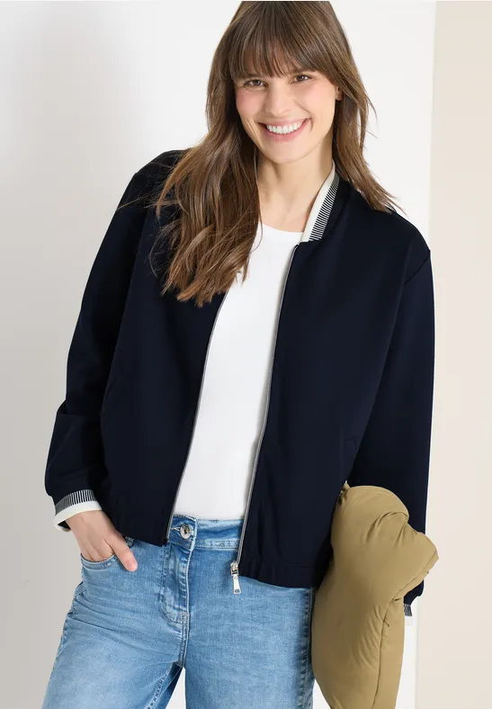 Jersey-Blouson mit Kontrastdetails