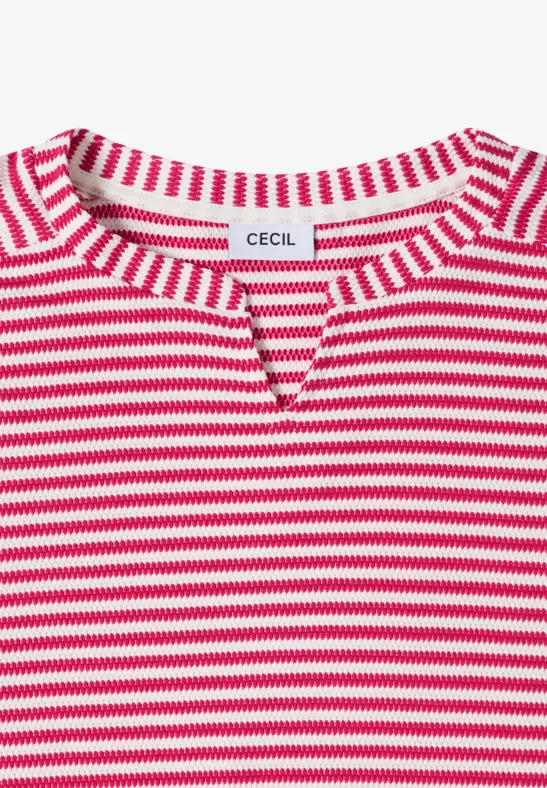 Gestreiftes Shirt mit Split-Neck