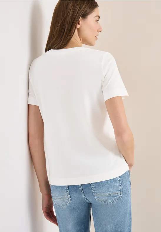 Basic-Baumwollshirt mit dezentem Print