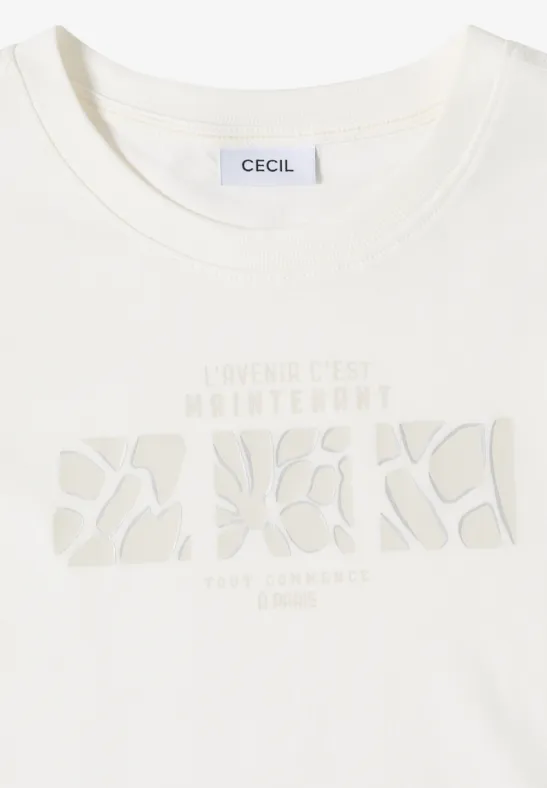 Basic-Baumwollshirt mit dezentem Print