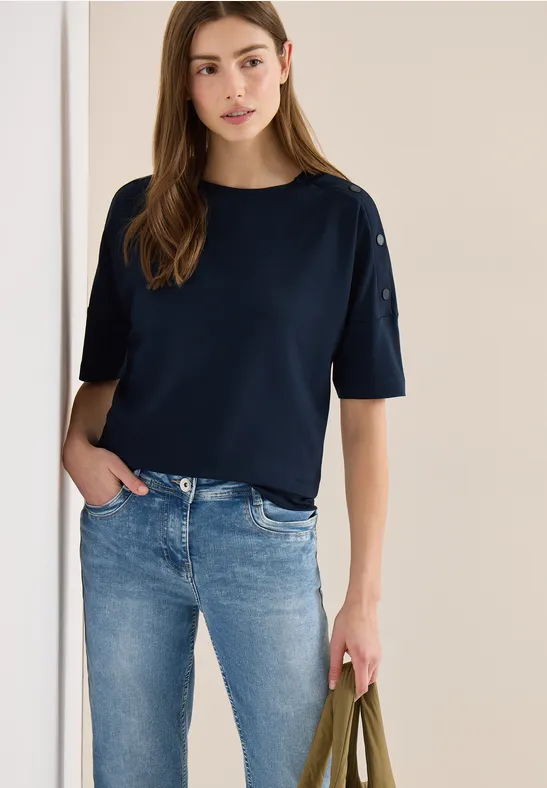 Lässiges T-Shirt mit Knopfdetails
