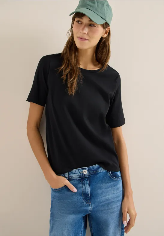 Rippshirt aus Baumwoll-Stretch