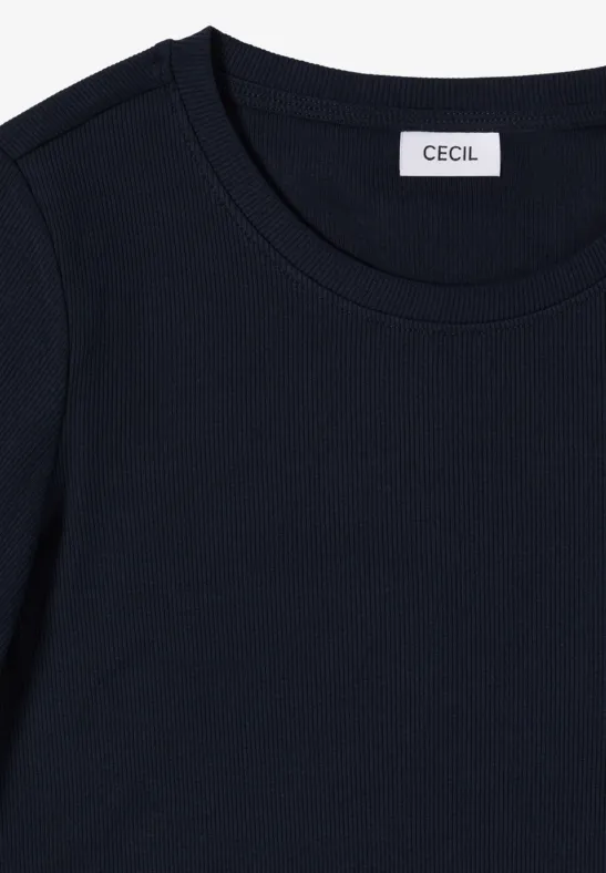 Kurzärmeliges Basic-Shirt in Rippstruktur