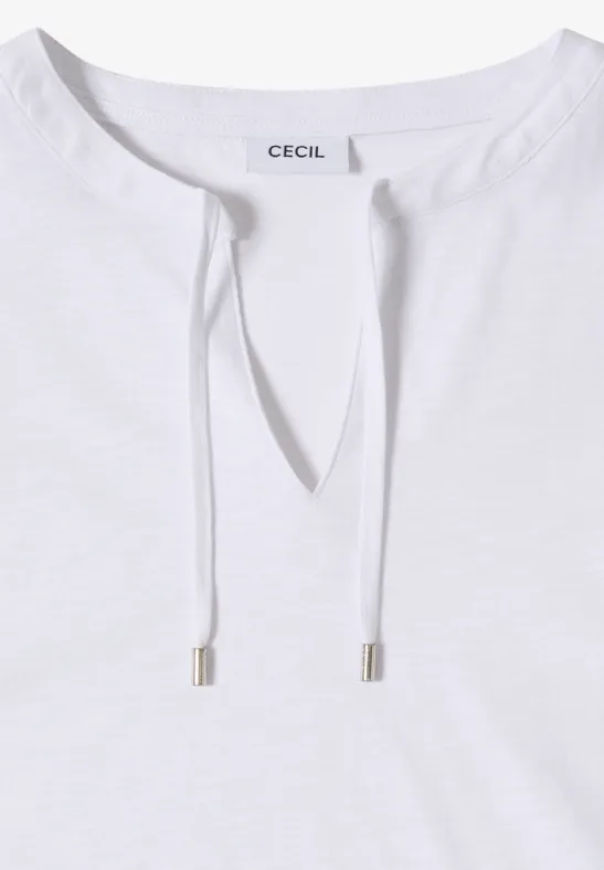 Baumwoll-Kurzarmshirt mit geschlitztem Ausschnitt