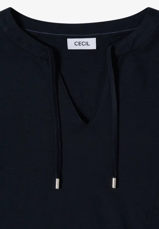 Kurzarm-T-Shirt mit geschlitztem Ausschnitt