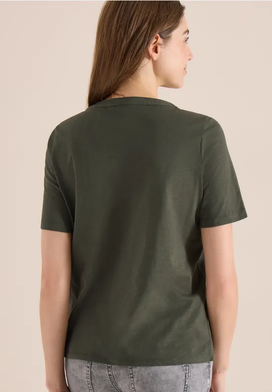 Kurzarm-Tunikashirt mit geschlitztem Ausschnitt