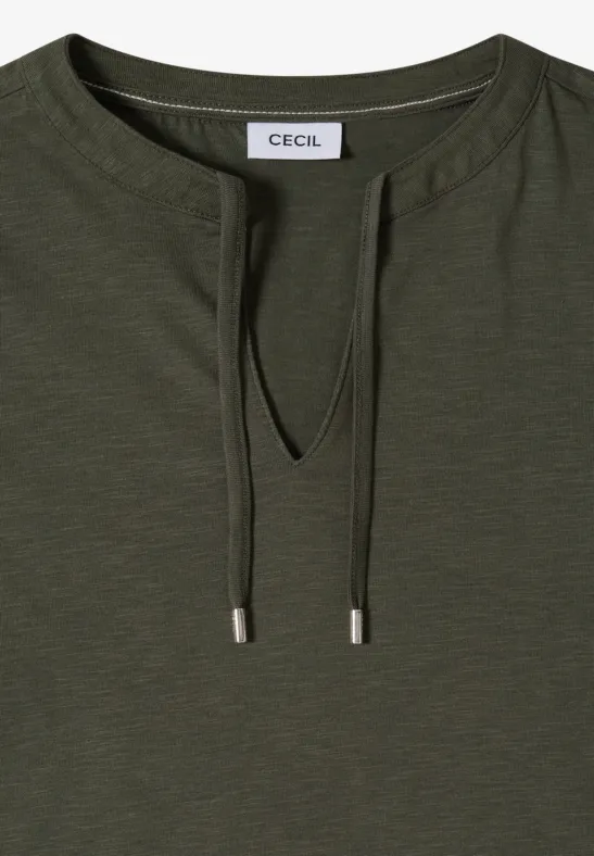 Kurzarm-Tunikashirt mit geschlitztem Ausschnitt