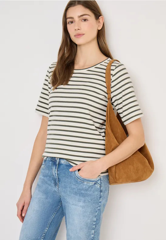 Gestreiftes Rippstrick-Shirt