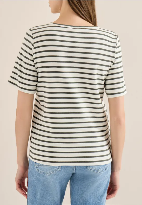 Gestreiftes Rippstrick-Shirt