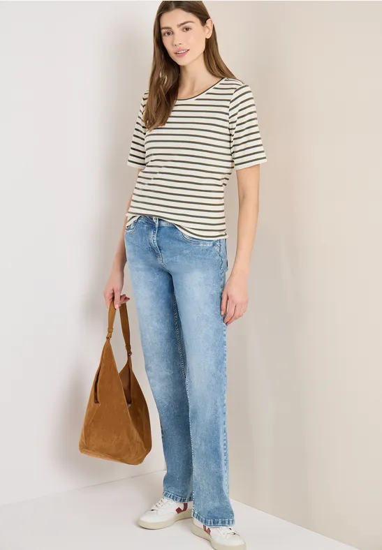 Gestreiftes Rippstrick-Shirt