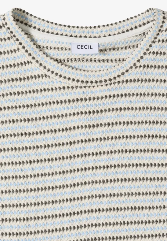 Strukturiertes gestreiftes Kurzarmshirt