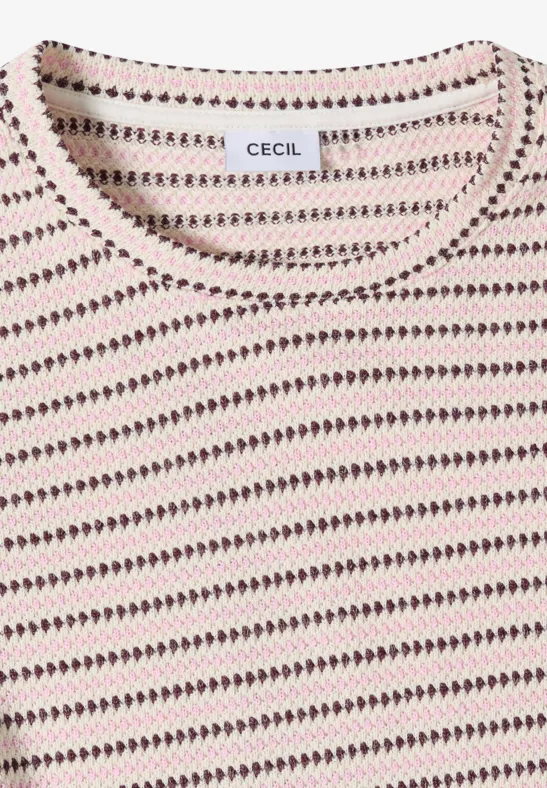 Strukturiertes Streifenshirt mit Kurzarm